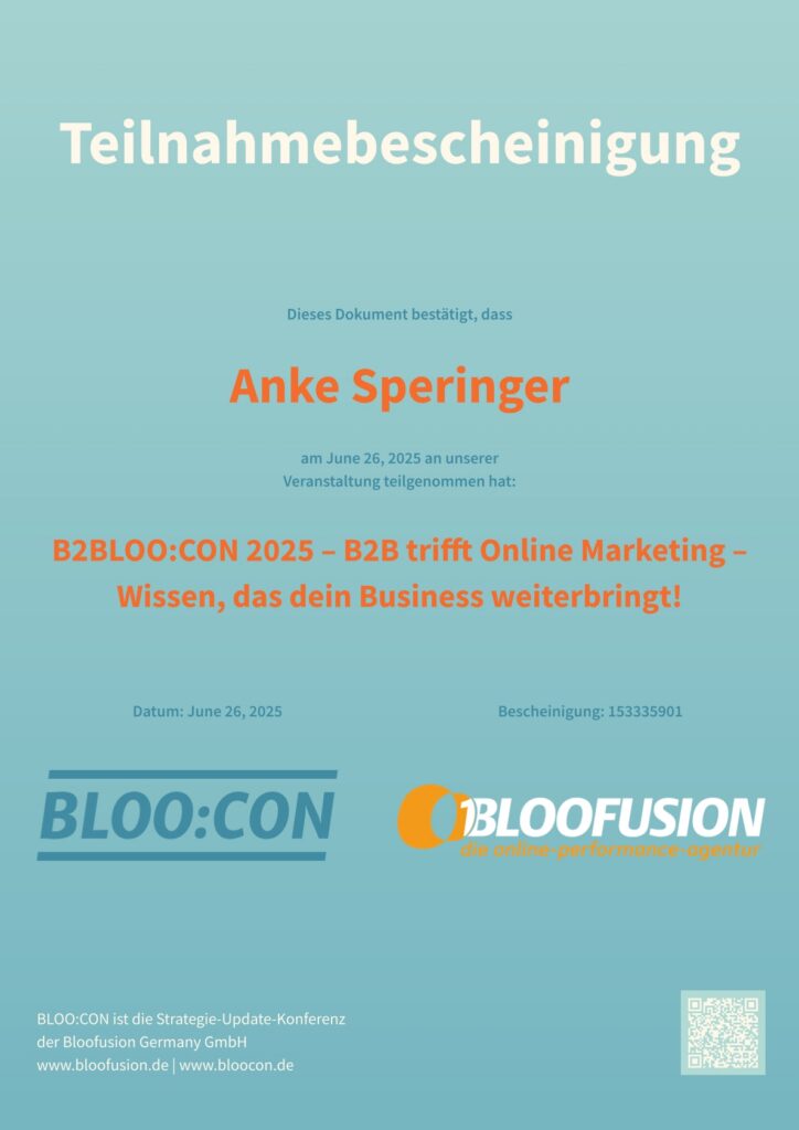 Bloofusion B2B-Marketing Certificate 2025-06-26