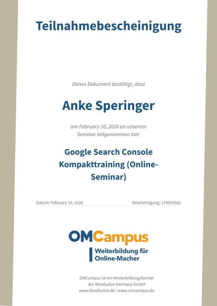 OMCampus Google-Search-Console-Kompakttraining 2026-02-10