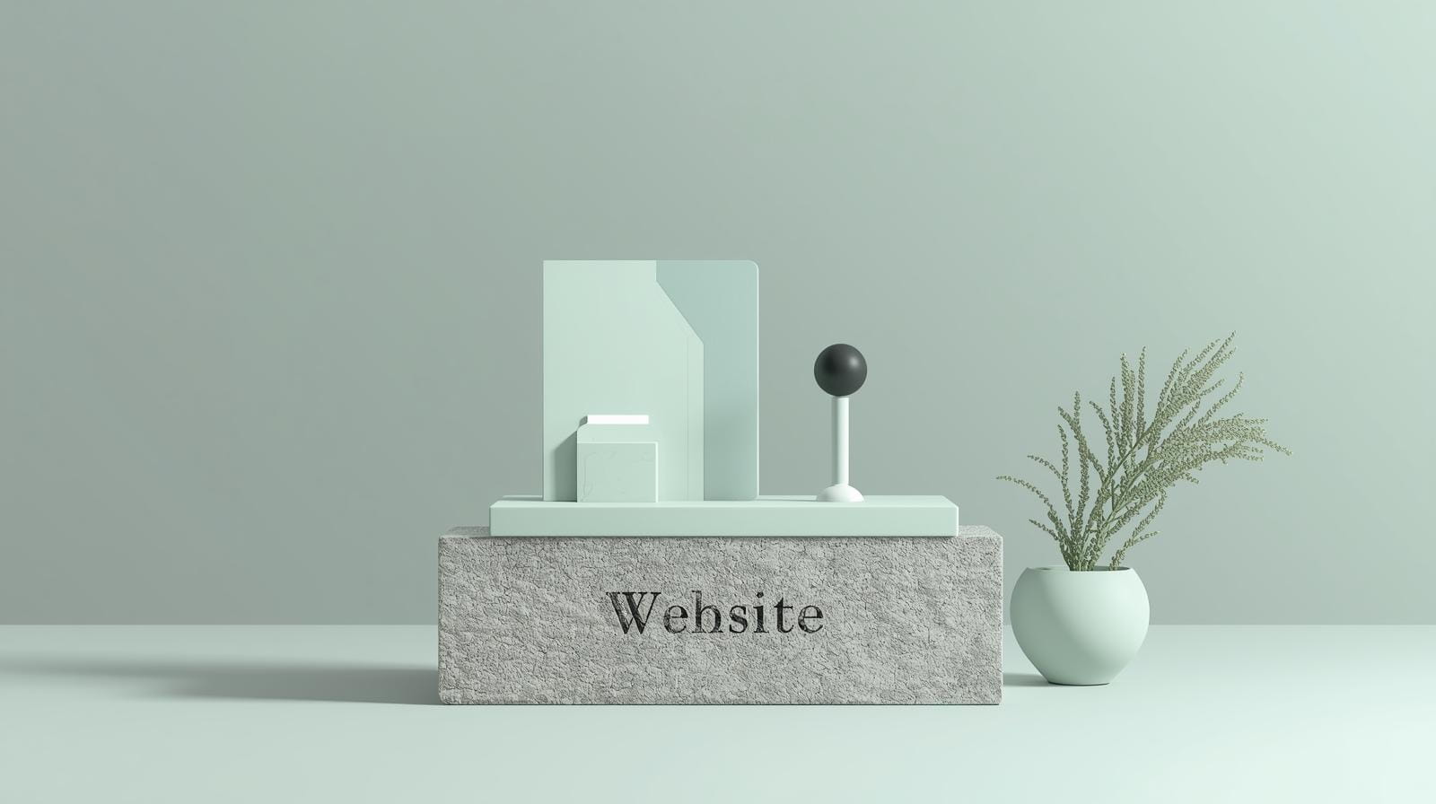 Eine abstrakte Website-Struktur steht auf einem massiven Fundament.